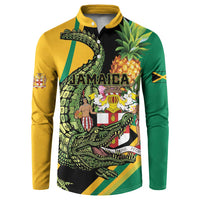 Personalized Jamaica Crocodile Button Sweatshirt Pineapple Tropical Style - Wonder Print Shop