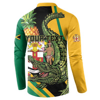 Personalized Jamaica Crocodile Button Sweatshirt Pineapple Tropical Style - Wonder Print Shop