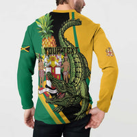 Personalized Jamaica Crocodile Button Sweatshirt Pineapple Tropical Style - Wonder Print Shop