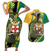 Personalized Jamaica Crocodile Couples Matching Short Sleeve Bodycon Dress and Hawaiian Shirt Pineapple Tropical Style - Wonder Print Shop