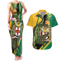 Personalized Jamaica Crocodile Couples Matching Tank Maxi Dress and Hawaiian Shirt Pineapple Tropical Style - Wonder Print Shop