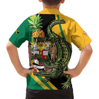 Personalized Jamaica Crocodile Family Matching Long Sleeve Bodycon Dress and Hawaiian Shirt Pineapple Tropical Style - Wonder Print Shop