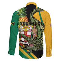 Personalized Jamaica Crocodile Family Matching Long Sleeve Bodycon Dress and Hawaiian Shirt Pineapple Tropical Style - Wonder Print Shop