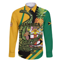 Personalized Jamaica Crocodile Family Matching Off The Shoulder Long Sleeve Dress and Hawaiian Shirt Pineapple Tropical Style - Wonder Print Shop