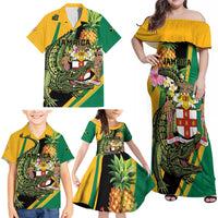 Personalized Jamaica Crocodile Family Matching Off Shoulder Maxi Dress and Hawaiian Shirt Pineapple Tropical Style - Wonder Print Shop