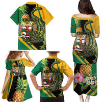 Personalized Jamaica Crocodile Family Matching Puletasi and Hawaiian Shirt Pineapple Tropical Style - Wonder Print Shop