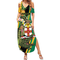 Personalized Jamaica Crocodile Family Matching Summer Maxi Dress and Hawaiian Shirt Pineapple Tropical Style - Wonder Print Shop