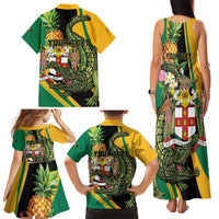 Personalized Jamaica Crocodile Family Matching Tank Maxi Dress and Hawaiian Shirt Pineapple Tropical Style - Wonder Print Shop