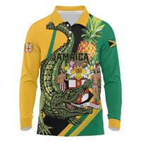 Personalized Jamaica Crocodile Long Sleeve Polo Shirt Pineapple Tropical Style - Wonder Print Shop