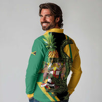 Personalized Jamaica Crocodile Long Sleeve Polo Shirt Pineapple Tropical Style - Wonder Print Shop