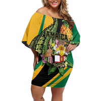 Personalized Jamaica Crocodile Off Shoulder Short Dress Pineapple Tropical Style - Wonder Print Shop