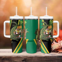 Personalized Jamaica Crocodile Tumbler With Handle Pineapple Tropical Style - Wonder Print Shop
