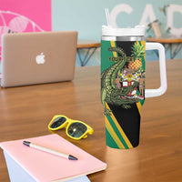 Personalized Jamaica Crocodile Tumbler With Handle Pineapple Tropical Style - Wonder Print Shop