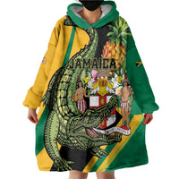 Personalized Jamaica Crocodile Wearable Blanket Hoodie Pineapple Tropical Style - Wonder Print Shop