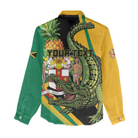 Personalized Jamaica Crocodile Women Casual Shirt Pineapple Tropical Style - Wonder Print Shop