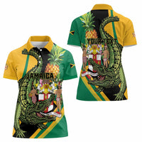 Personalized Jamaica Crocodile Women Polo Shirt Pineapple Tropical Style - Wonder Print Shop