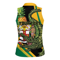 Personalized Jamaica Crocodile Women Sleeveless Polo Shirt Pineapple Tropical Style - Wonder Print Shop
