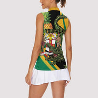 Personalized Jamaica Crocodile Women Sleeveless Polo Shirt Pineapple Tropical Style - Wonder Print Shop