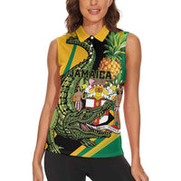Personalized Jamaica Crocodile Women Sleeveless Polo Shirt Pineapple Tropical Style - Wonder Print Shop