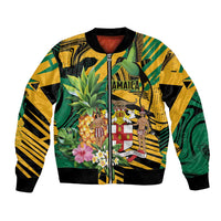 Personalized Jamaica Red-billed Streamertail Bomber Jacket Pineapple Tropical Style - Wonder Print Shop