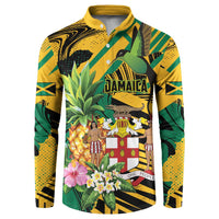 Personalized Jamaica Red-billed Streamertail Button Sweatshirt Pineapple Tropical Style - Wonder Print Shop