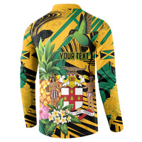 Personalized Jamaica Red-billed Streamertail Button Sweatshirt Pineapple Tropical Style - Wonder Print Shop