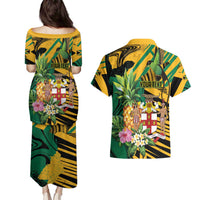 Personalized Jamaica Red-billed Streamertail Couples Matching Puletasi and Hawaiian Shirt Pineapple Tropical Style - Wonder Print Shop
