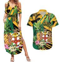 Personalized Jamaica Red-billed Streamertail Couples Matching Summer Maxi Dress and Hawaiian Shirt Pineapple Tropical Style - Wonder Print Shop