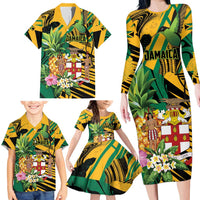 Personalized Jamaica Red-billed Streamertail Family Matching Long Sleeve Bodycon Dress and Hawaiian Shirt Pineapple Tropical Style - Wonder Print Shop