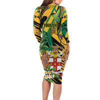 Personalized Jamaica Red-billed Streamertail Family Matching Long Sleeve Bodycon Dress and Hawaiian Shirt Pineapple Tropical Style - Wonder Print Shop