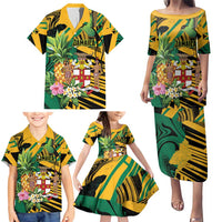 Personalized Jamaica Red-billed Streamertail Family Matching Puletasi and Hawaiian Shirt Pineapple Tropical Style - Wonder Print Shop