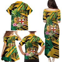 Personalized Jamaica Red-billed Streamertail Family Matching Puletasi and Hawaiian Shirt Pineapple Tropical Style - Wonder Print Shop