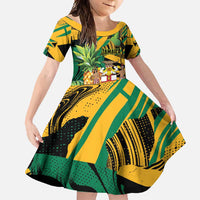 Personalized Jamaica Red-billed Streamertail Family Matching Short Sleeve Bodycon Dress and Hawaiian Shirt Pineapple Tropical Style - Wonder Print Shop