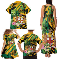 Personalized Jamaica Red-billed Streamertail Family Matching Tank Maxi Dress and Hawaiian Shirt Pineapple Tropical Style - Wonder Print Shop