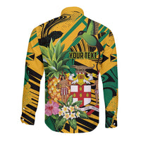 Personalized Jamaica Red-billed Streamertail Long Sleeve Button Shirt Pineapple Tropical Style - Wonder Print Shop