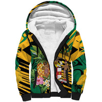 Personalized Jamaica Red-billed Streamertail Sherpa Hoodie Pineapple Tropical Style - Wonder Print Shop