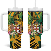 Personalized Jamaica Red-billed Streamertail Tumbler With Handle Pineapple Tropical Style - Wonder Print Shop