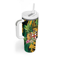 Personalized Jamaica Red-billed Streamertail Tumbler With Handle Pineapple Tropical Style - Wonder Print Shop