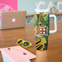 Personalized Jamaica Red-billed Streamertail Tumbler With Handle Pineapple Tropical Style - Wonder Print Shop