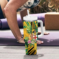 Personalized Jamaica Red-billed Streamertail Tumbler With Handle Pineapple Tropical Style - Wonder Print Shop