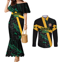 Custom Rugby Jamaica Crocs Couples Matching Mermaid Dress and Long Sleeve Button Shirt Cool Runnings on Grass - Wonder Print Shop