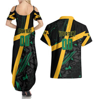 Custom Rugby Jamaica Crocs Couples Matching Summer Maxi Dress and Hawaiian Shirt Cool Runnings on Grass - Wonder Print Shop
