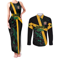 Custom Rugby Jamaica Crocs Couples Matching Tank Maxi Dress and Long Sleeve Button Shirt Cool Runnings on Grass - Wonder Print Shop