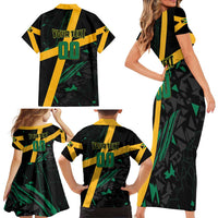 Custom Rugby Jamaica Crocs Family Matching Short Sleeve Bodycon Dress and Hawaiian Shirt Cool Runnings on Grass - Wonder Print Shop