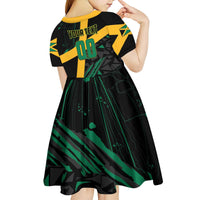 Custom Rugby Jamaica Crocs Kid Short Sleeve Dress Cool Runnings on Grass - Wonder Print Shop