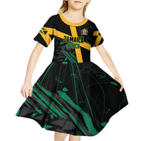 Custom Rugby Jamaica Crocs Kid Short Sleeve Dress Cool Runnings on Grass - Wonder Print Shop