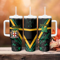 Custom Rugby Jamaica Crocs Tumbler With Handle Cool Runnings on Grass - Wonder Print Shop