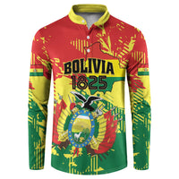 Personalized Bolivia 1825 Button Sweatshirt Coat Of Arms Flag Colors - Wonder Print Shop