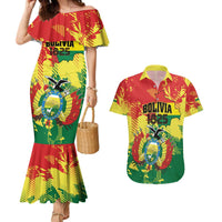 Personalized Bolivia 1825 Couples Matching Mermaid Dress and Hawaiian Shirt Coat Of Arms Flag Colors - Wonder Print Shop
