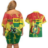 Personalized Bolivia 1825 Couples Matching Off Shoulder Short Dress and Hawaiian Shirt Coat Of Arms Flag Colors - Wonder Print Shop
